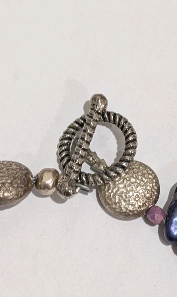 Collar vintage de perlas barrocas azul púrpura de 17" Cha Cha Foto 4 de 4