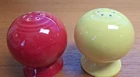 ROUND BALL BULB SALT & PEPPER SHAKERS Daffodil Yellow & Red FIESTA