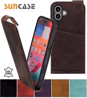 Hülle für iPhone 16 Tasche Flip Style Echt Leder Handy Schutz Cover Klapp Case