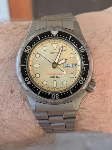 Vintage '92 Seiko 7C43 JDM Prof. Diver's Watch, Titanium, Orig. Band, Works