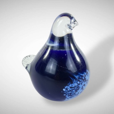 Lorup Handmade Glass Bird Blue White Figurine Art Glass