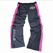 BCBG MaxAzria Y2K Embroidered Sequin Embellished Pink Track Pants Sz XL