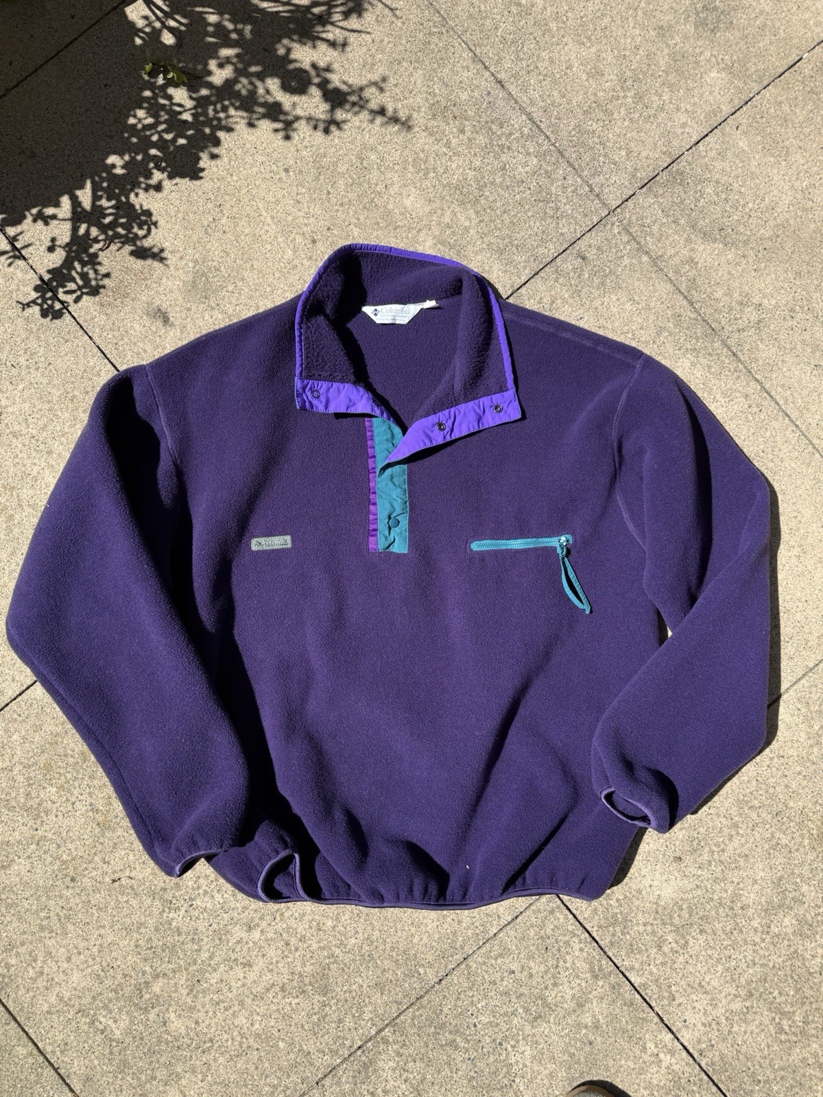 Vintage 90s Columbia Purple Retro Quarter snap Fleece Pullover XL tall gorpcore