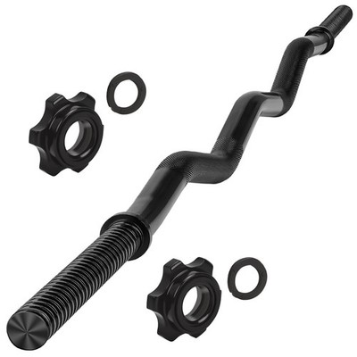 47'' EZ Curl Bar - 1-Inch Weight Lifting Bar with 2 Star Collars, 220lb Capaci...