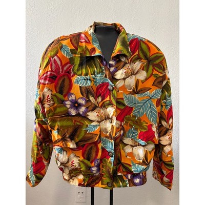 Vintage Nordstrom Pure Silk Jacket Floral Womens Size Medium