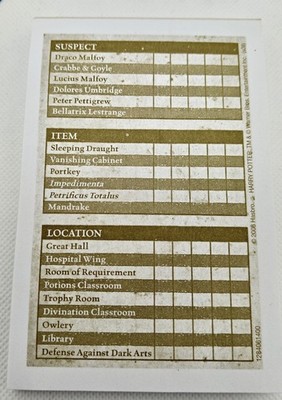 Clue Harry Potter Notepad 2008 Hasbro Replacement Pieces Parts