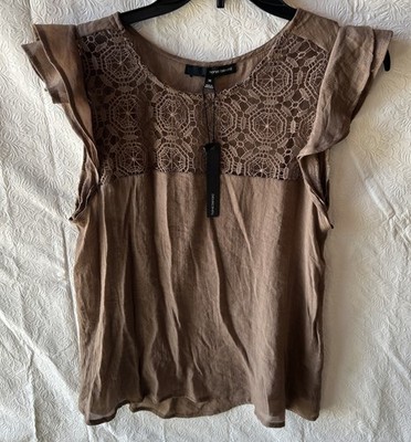Harve bernard shirt size medium light brown sleeveless    style # 17Hbw36610409