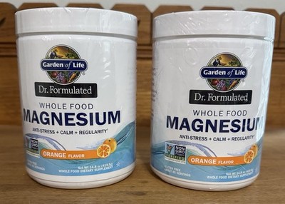 2 x Garden of Life Whole Food Magnesium 14.8oz Powder Orange Exp 05/26