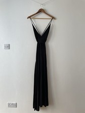 Black Strappy Maxi Holiday Dress UK 8 Viscose Festival Goth Rock Alt Rock (35)