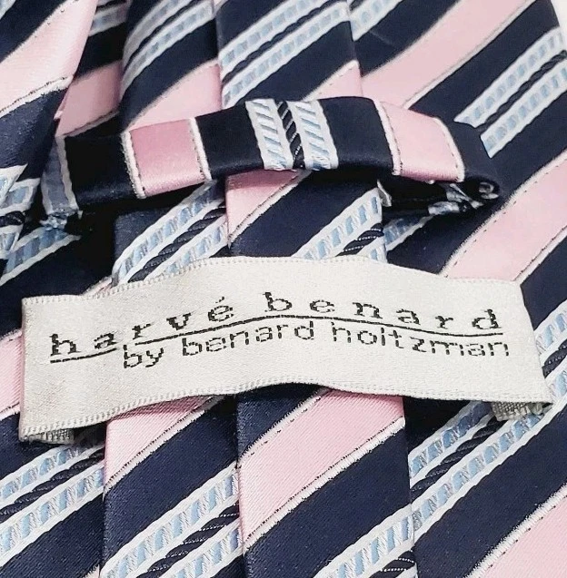 Corbata para hombre Harve Benard rosa patrón de rayas tela jacquard 57x3,5" Foto 2 de 4
