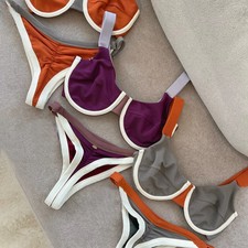 Push Up Bikini Set Low Waist Patchwork Micro Brazilian Women's Beach Swimwear
