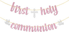 First Holy Communion Banner/God Bless Party Decor/Girl'S Baby Shower/First Commu