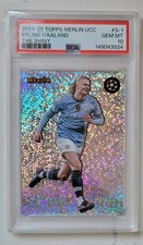 2024-25 Topps Merlin UCC Erling Haaland The Shiny PSA 10