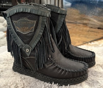 Brand New El Vaquero Ezra Distressed Null Leather Wedge Boots. Size 37 US 7