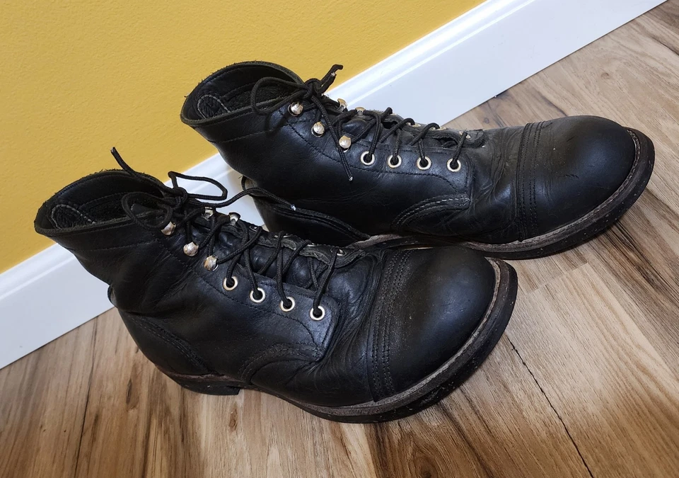 Botas de trabajo Red Wing 8114 Iron Ranger de cuero negro con cordones para hombre talla 9,5 D Foto 3 de 4