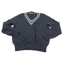 Caara Women Large Sweater Gray V Neck Outline Long Sleeve Wool Angora Blend