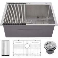 Commercial Grade Heavy-Duty Stainless Steel 25x22 Inch Drop-In Kitchen Sink with