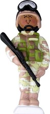 Armed Forces in Fatigues Female African-American Personalized Christmas Tree Orn