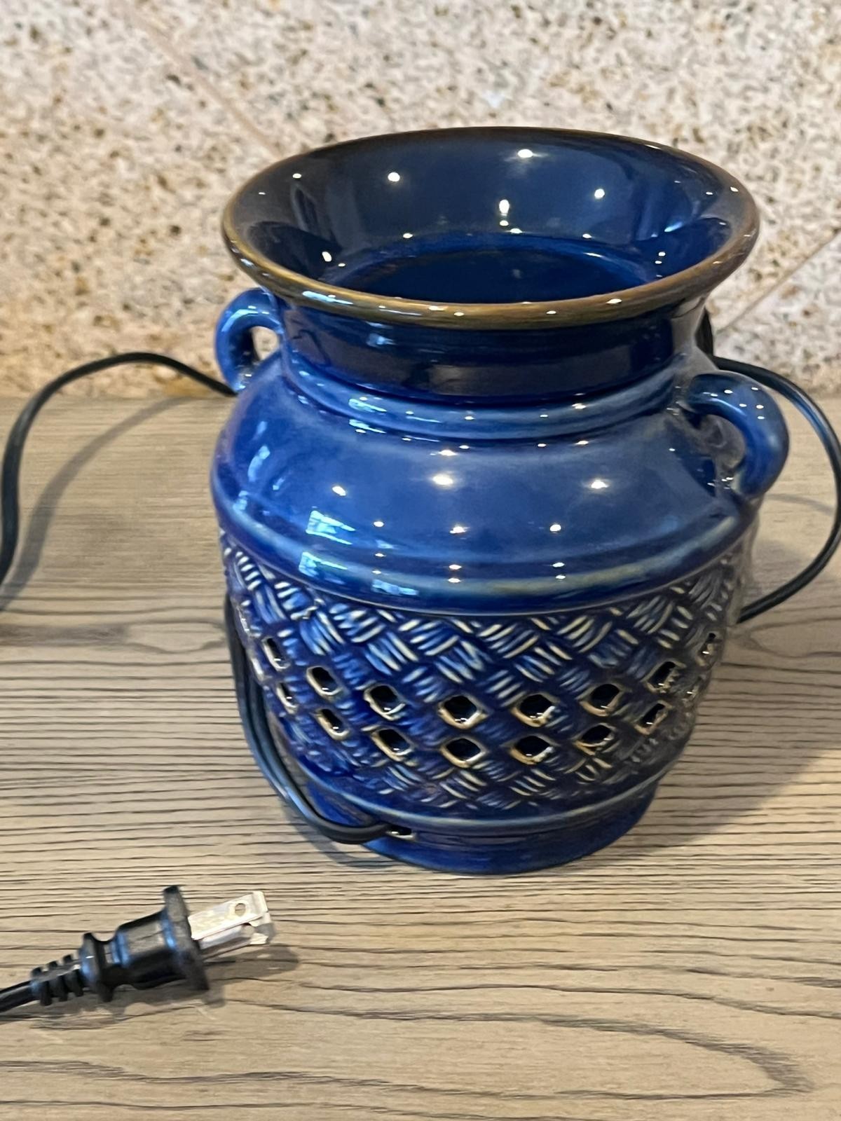 PartyLite Cobalt Blue Ceramic Electric Scent Glow Wax Warmer