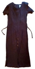 JMS Dress Women 18W Ribbed Black Stretch Short Sleeve Front Center Slit
