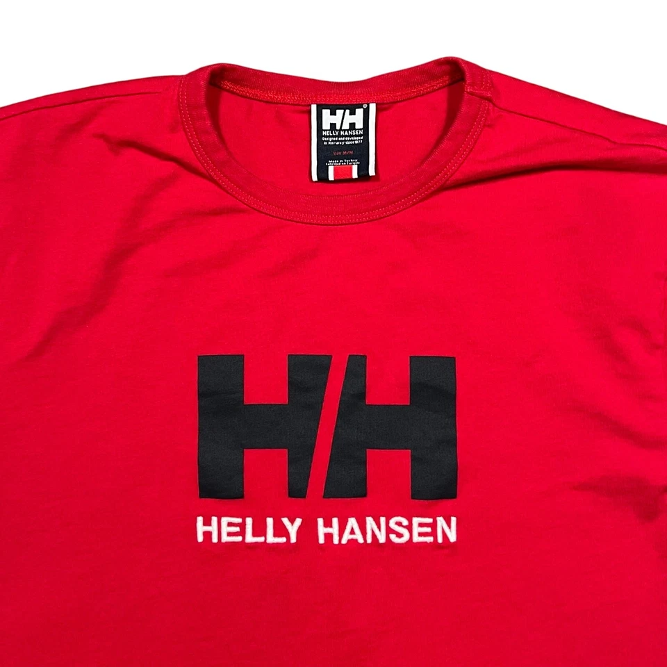 Camiseta de algodón roja con estampado bordado con logotipo Helly Hansen HH para hombre talla mediana Foto 3 de 4