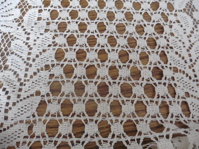 VINTAGE LOT DE RIDEAUX ECRU GRILLE FLEURS ECRU 50 X 190 CM X4 - Photo 3/4