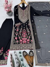 DESIGNER BLACK HEAVY FAUX GEORGETTE PALAZZO SUIT WITH DUPATTA FOR FUNCTION