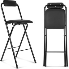 1 Pcs Folding Bar Stool with Backrest, Tall Foldable Stool Chair Portable High F