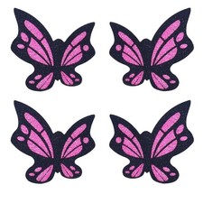 Glitter Butterfly Stickers Disposable Nipple Pasties Hot Pink 2 Pairs