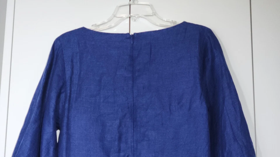 Mini vestido de lino Banana Republic para mujer talla 00P azul cielo estrellado Foto 4 de 4