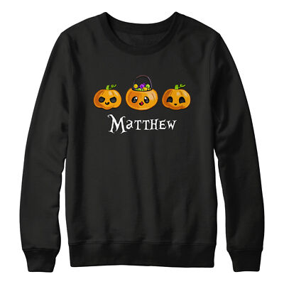 Personalisiertes Kürbisse Sweatshirt für Kinder Kostüm Halloween Trick or Trea...