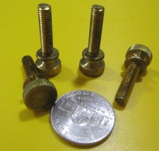 Flared Shoulder Brass Thumb Screw, 7/16" Dia, 10-32 x 3/4" Length, 10 Pcs