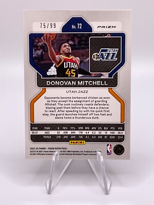 Donovan Mitchell 2021-22 Panini Prizm #72 Purple /99 Utah