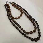 Vintage Mid Century Beaded Necklace 3 Strand Costume Jewelry