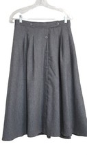 Summit Sportswear skirt Vintage wool blend gray button front A-Line Midi Pockets