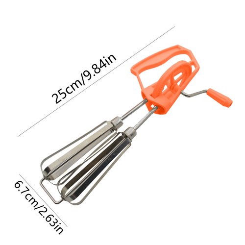 Manual Hand Mixer Stainless Steel Hand Crank Whip Whisk with 2 Mixing Heads - Picture 3 of 14