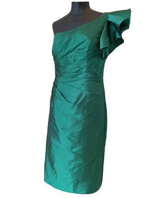 Angelina Faccenda Emerald Green one shoulder dress ( size 10 ) | eBay