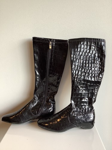 Luca Stefani Boots Black Patent Leather Snake Skin Look Size 39/8 ...