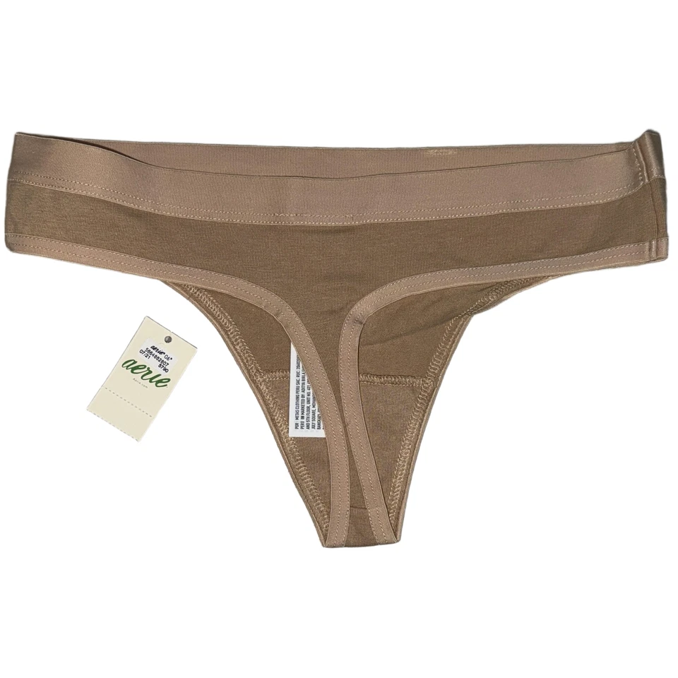 Новый с Ярлыками Aerie кремовый голая желтовато-коричневый хлопок бесшовные стринги нижнее белье трусики размер XS 2-упаковка - Изображение 2 из 4