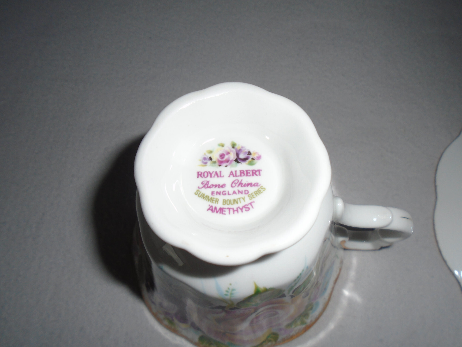 Royal Albert Summer Bounty Series Amethyst Footed Tea Cup and Saucer