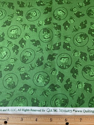 Knee Hugger ELF Cotton Fabric BTY GREEN TONAL Christmas Pixie Quilting Treasures