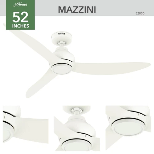 Hunter 52 inch Mazzini ENERGY STAR Matte White Damp Rated Ceiling Fan and Remote - Picture 5 of 15