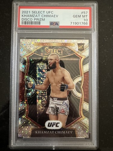 2021 Select UFC Khamzat Chimaev #57 Rookie Disco Prizm PSA 10 Gem Mint