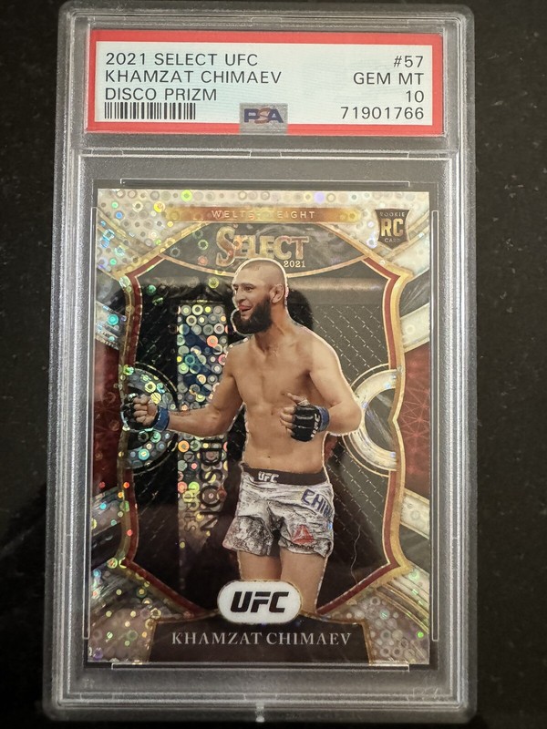 2021 Select UFC Khamzat Chimaev #57 Rookie Disco Prizm PSA 10 Gem Mint