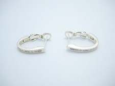 Sterling Silver Clear CZ Hoop Stud Dangle Earrings