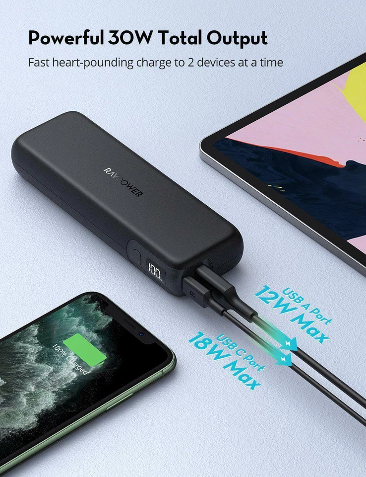 RavPower iPhone12 PD Pioneer 15000mAh 30W Portable Charger USB C Power Bank - Image 4 of 4