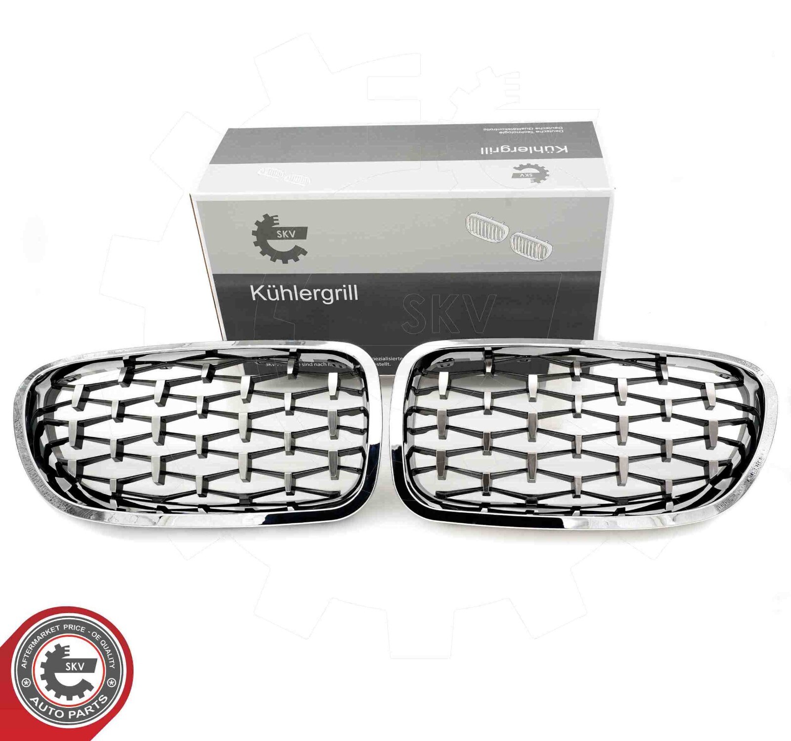 Grille Avant Argentée Double Ailette pour BMW Série 5 F10 F11 Look Chrome