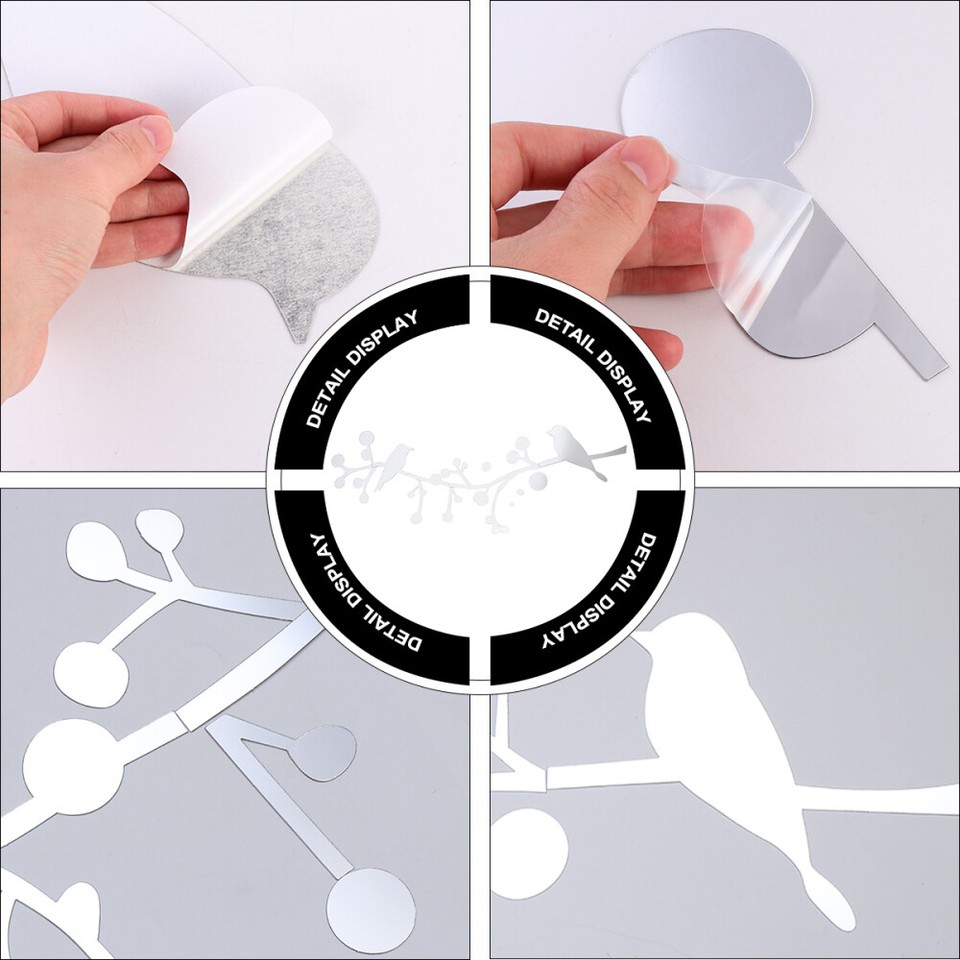 DIY Mirror Wall Sticker Removable Stickers Decals Branch Bird eBay