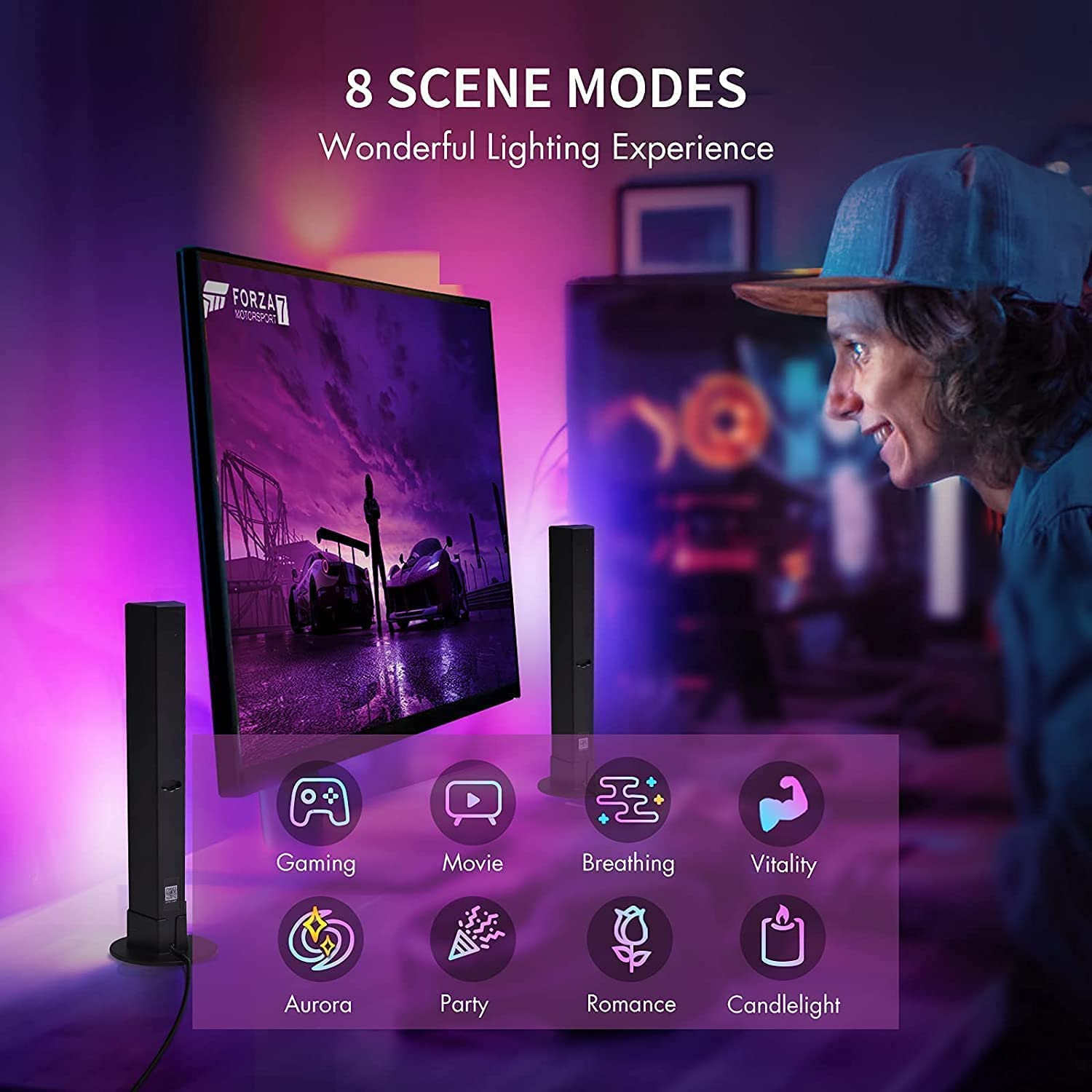 Smart LED Light Bars, Locinoe RGB Flow Light Bar, Bluetooth APP Control