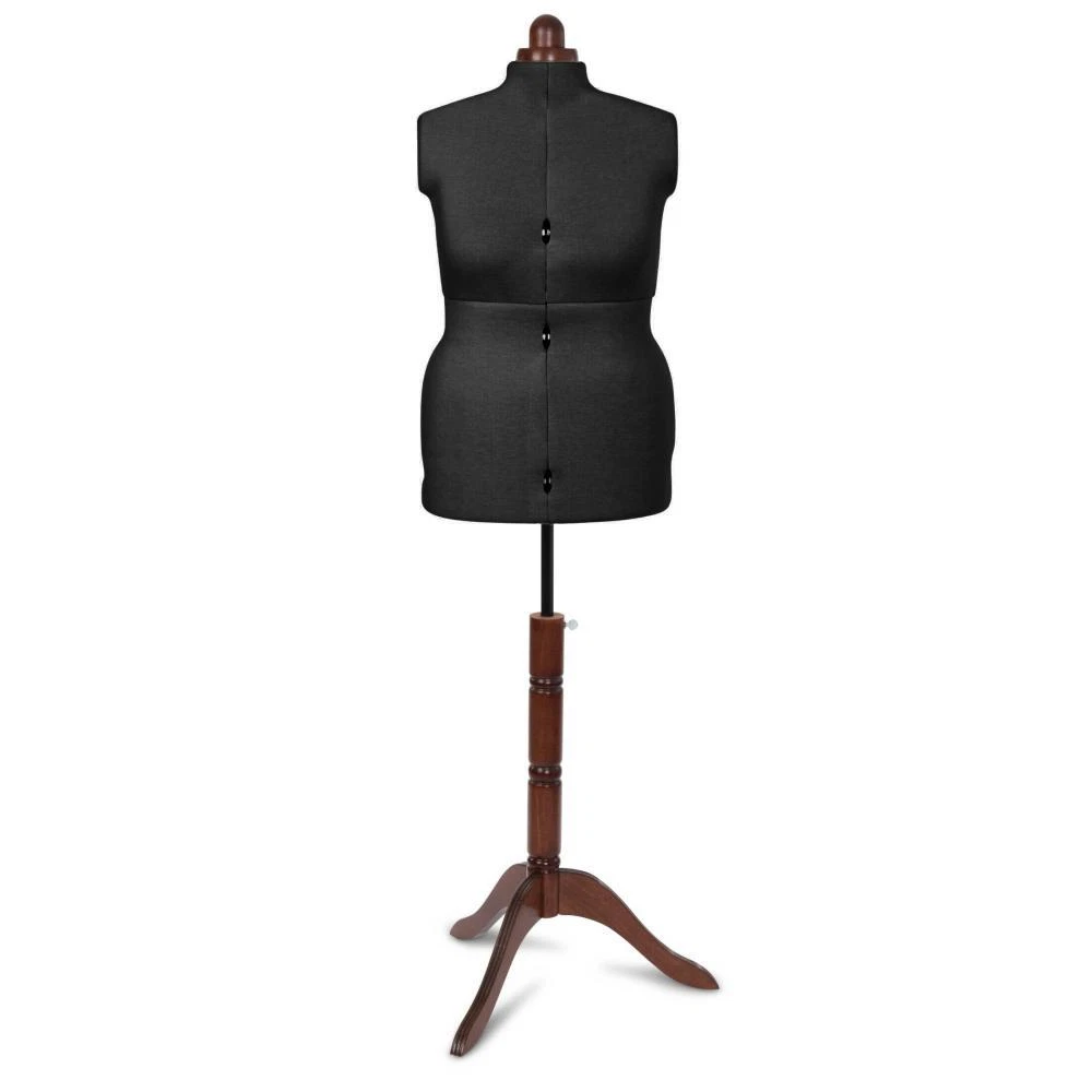 Manichino Sartoriale Busto Donna In Fibra Di Vetro T222 Con Treppiede In Legno - Altezza Regolabile 134-168 Cm